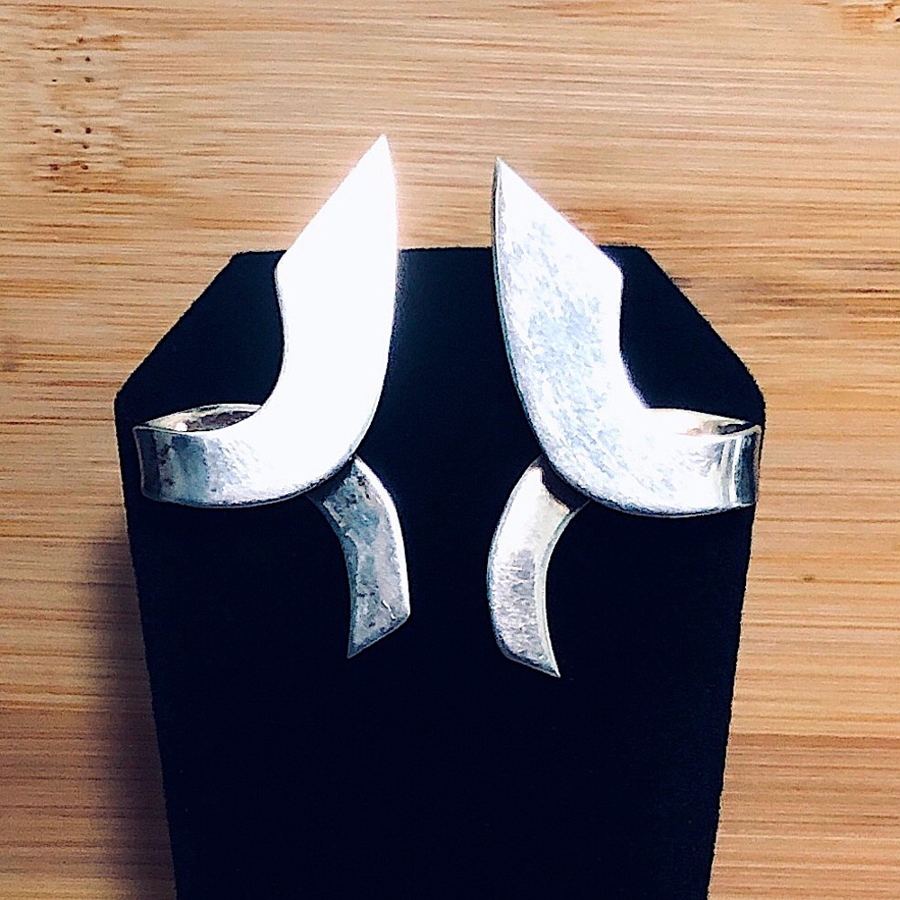 $112 Vintage Designer Estate Stud Earrings Sterling 16 Grams TM-81 MEXICO